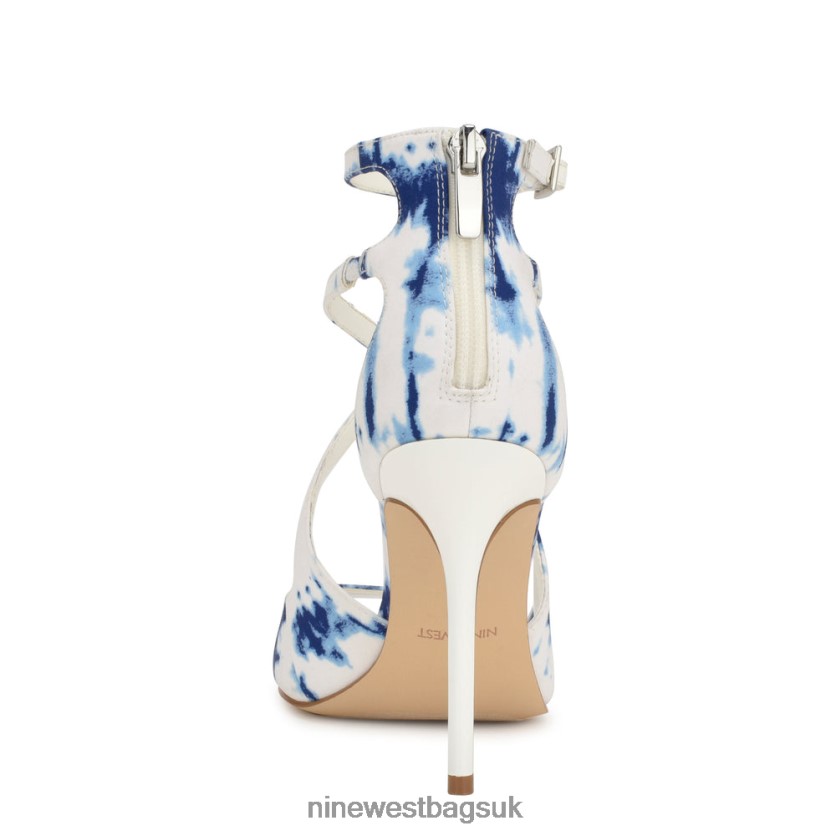 Nine West Tulah Ankle Strap Sandals RFX40B168 - Nine West Bags UK White Blue Tie Dye