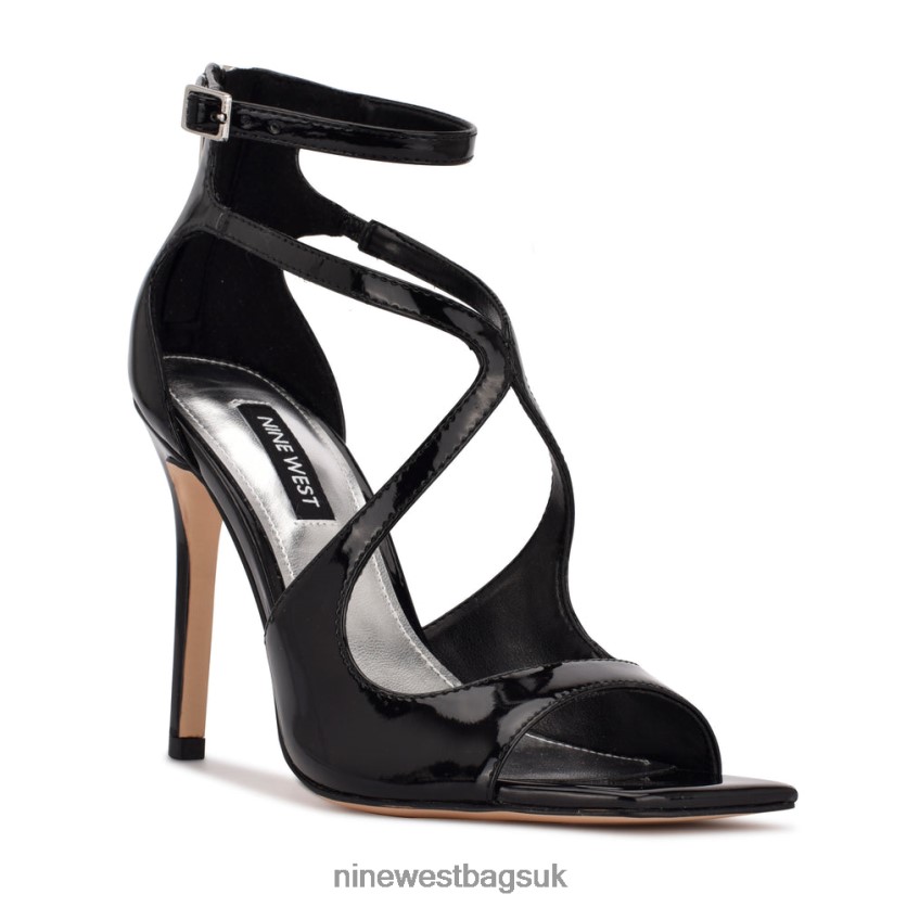 Nine West Tulah Ankle Strap Sandals RFX40B498 - Nine West Sandals UK Black Patent