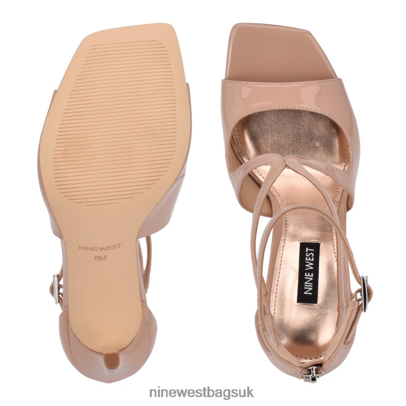 Nine West Tulah Ankle Strap Sandals RFX40B499 - Nine West UK Sale Barely Nude Patent