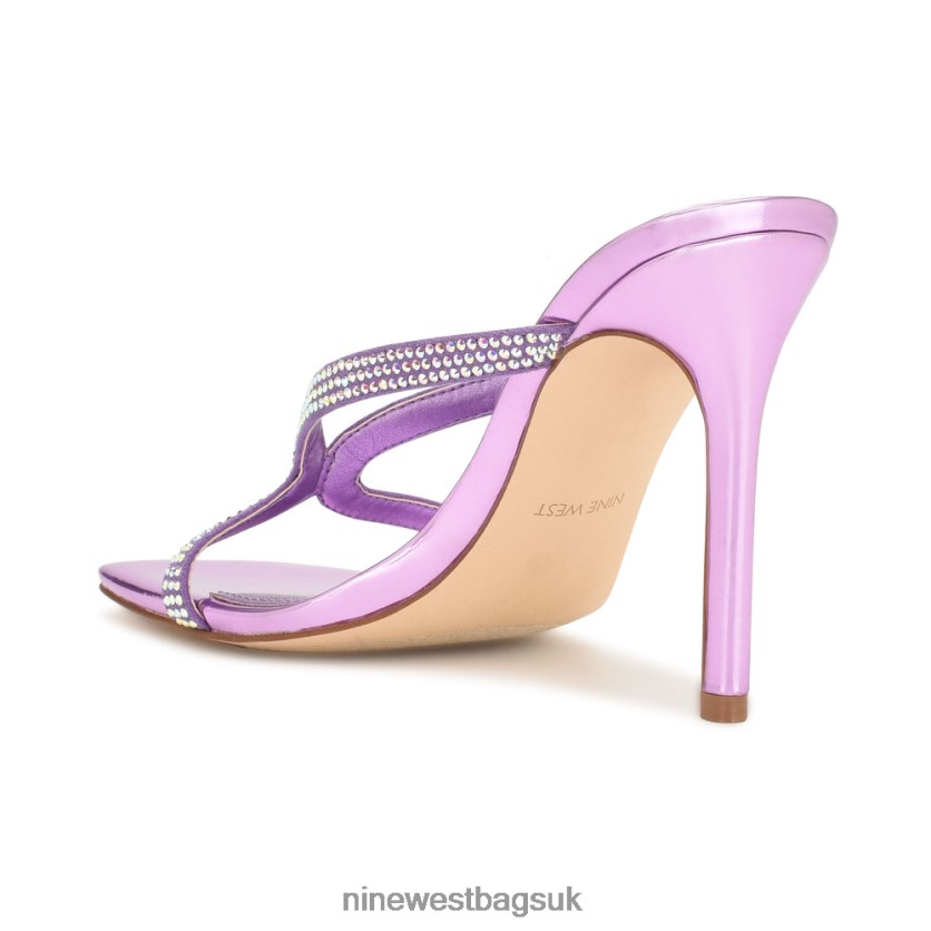 Nine West Twist Heeled Slide Sandals RFX40B368 - Nine West Bags UK Purple Metallic