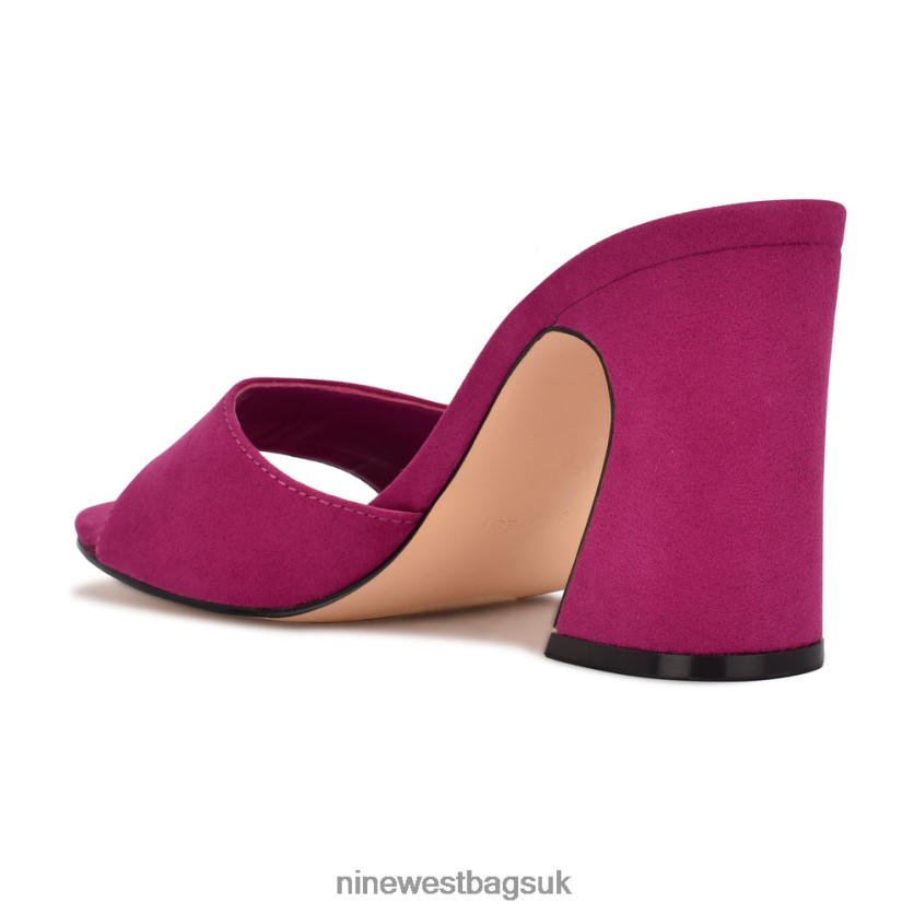 Nine West Unah Heeled Slide Sandals RFX40B379 - Nine West UK Sale Dark Pink Suede