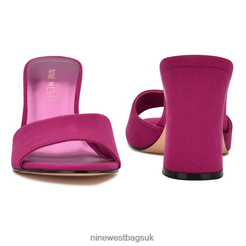 Nine West Unah Heeled Slide Sandals RFX40B379 - Nine West UK Sale Dark Pink Suede