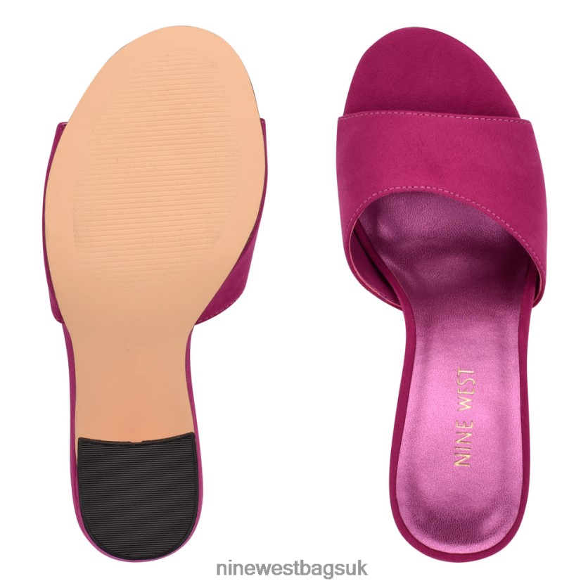 Nine West Unah Heeled Slide Sandals RFX40B379 - Nine West UK Sale Dark Pink Suede