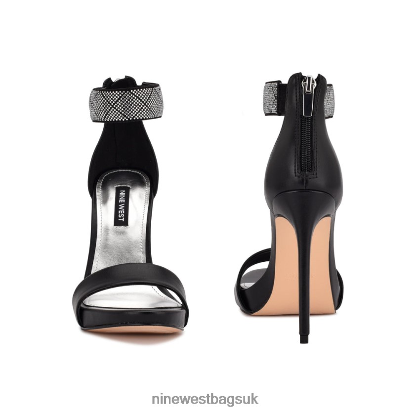 Nine West Utell Ankle Strap Heeled Sandals RFX40B480 - Nine West Bags UK Black Crystal