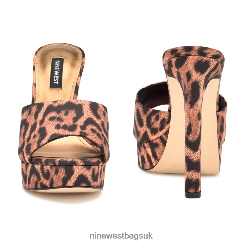 Nine West Wilia Platform Slide Sandals RFX40B310 - Nine West Sandals UK Leopard Satin