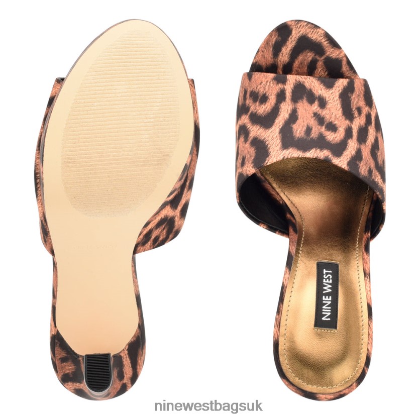 Nine West Wilia Platform Slide Sandals RFX40B310 - Nine West Sandals UK Leopard Satin