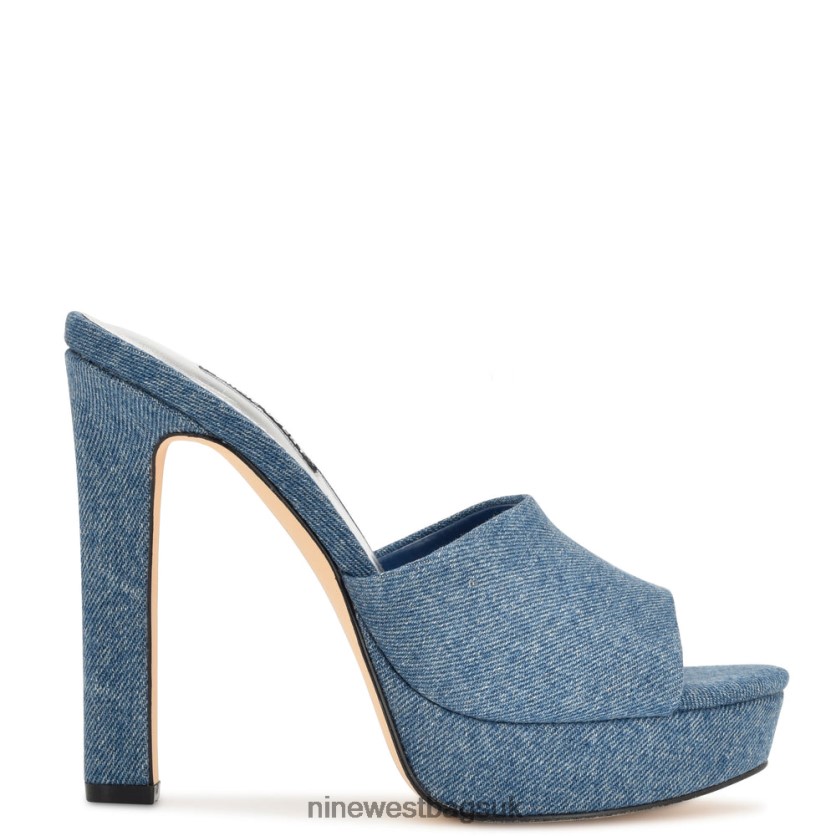 Nine West Wilia Platform Slide Sandals RFX40B313 - Nine West UK Denim