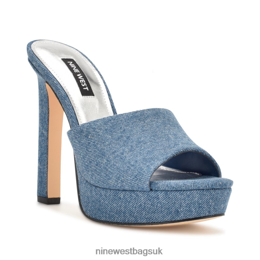 Nine West Wilia Platform Slide Sandals RFX40B313 - Nine West UK Denim