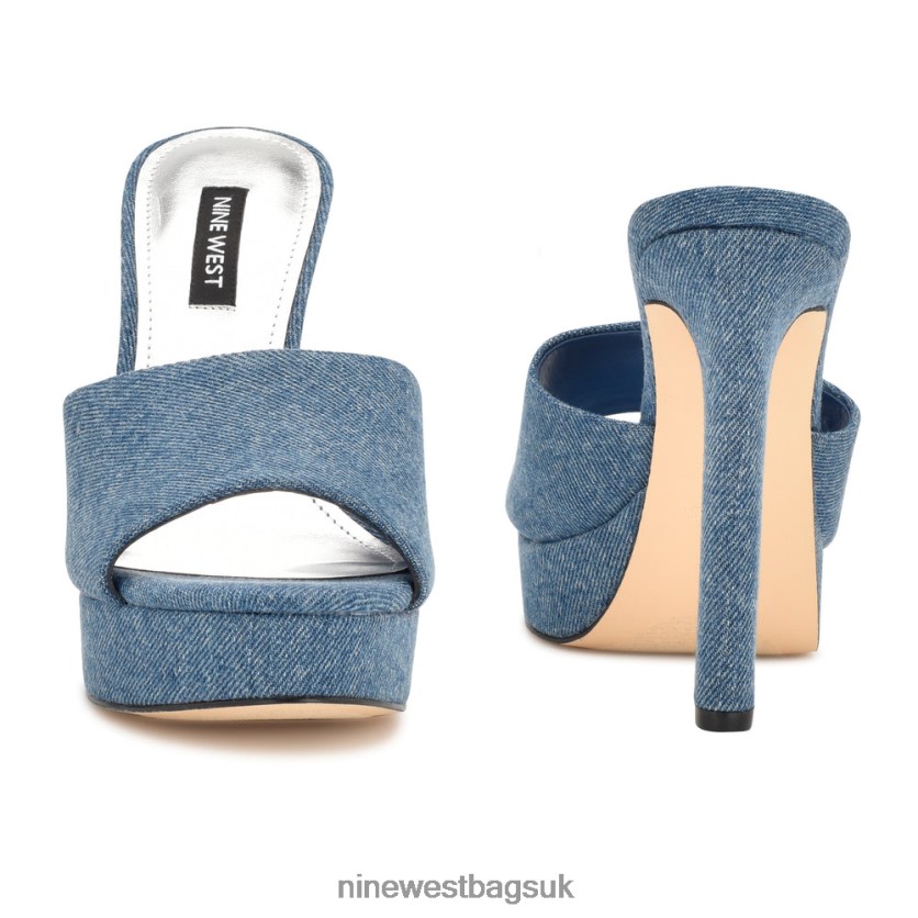 Nine West Wilia Platform Slide Sandals RFX40B313 - Nine West UK Denim
