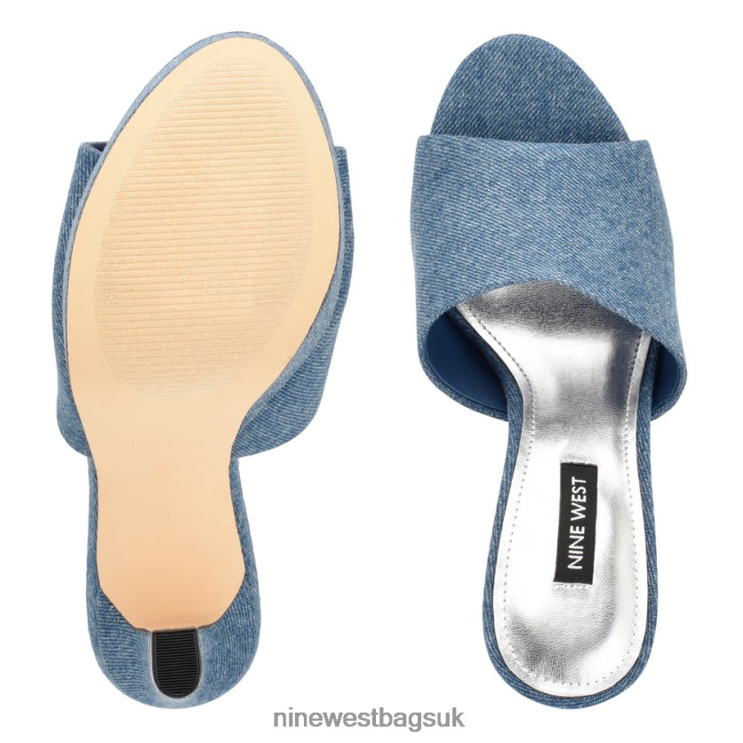 Nine West Wilia Platform Slide Sandals RFX40B313 - Nine West UK Denim