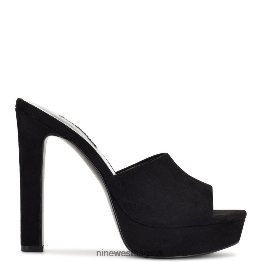 Nine West Wilia Platform Slide Sandals RFX40B314 - Nine West Sandals UK Black Suede