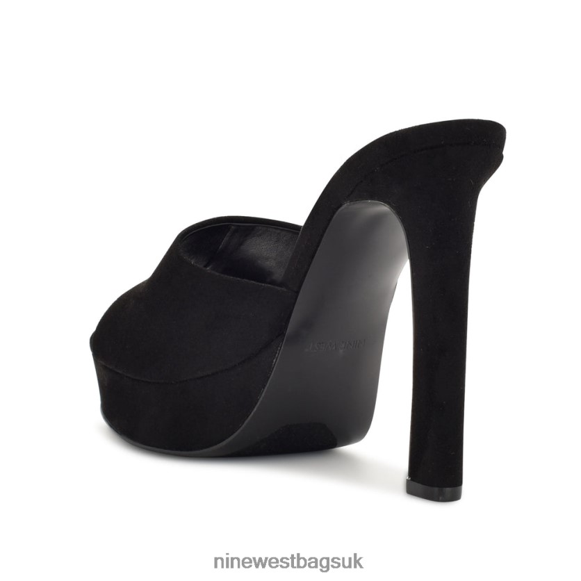 Nine West Wilia Platform Slide Sandals RFX40B314 - Nine West Sandals UK Black Suede