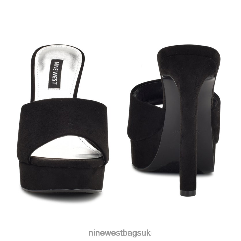 Nine West Wilia Platform Slide Sandals RFX40B314 - Nine West Sandals UK Black Suede