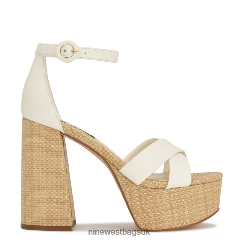 Nine West Willie Platform Sandals RFX40B274 - Nine West Sandals UK White Raffia