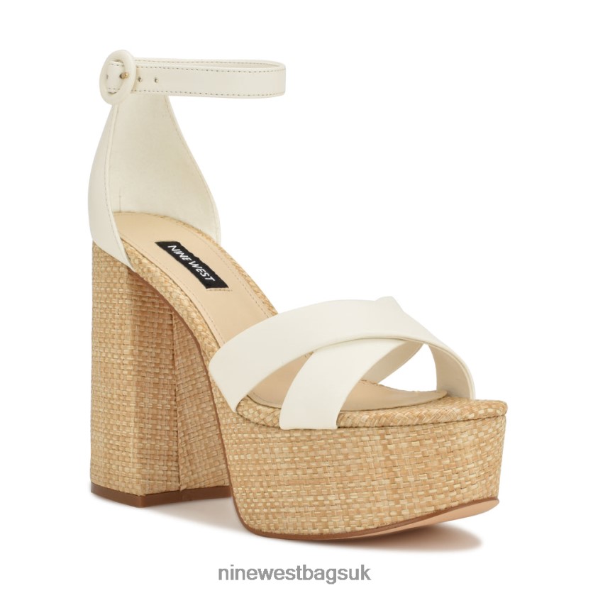 Nine West Willie Platform Sandals RFX40B274 - Nine West Sandals UK White Raffia