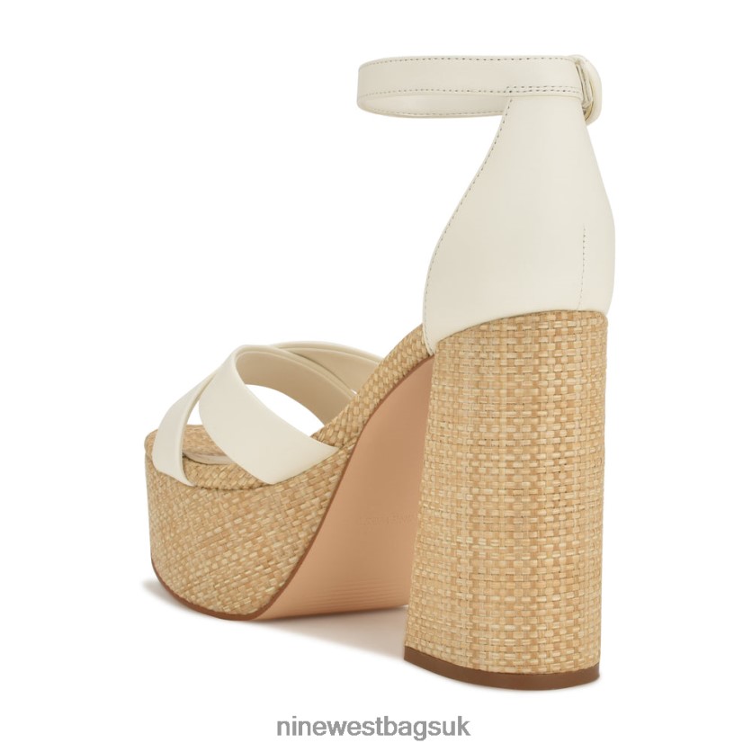 Nine West Willie Platform Sandals RFX40B274 - Nine West Sandals UK White Raffia