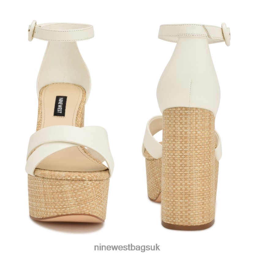 Nine West Willie Platform Sandals RFX40B274 - Nine West Sandals UK White Raffia
