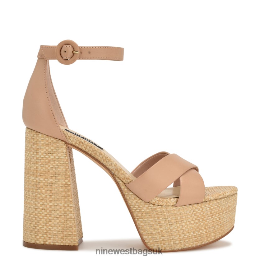 Nine West Willie Platform Sandals RFX40B275 - Nine West UK Sale Barely Nude Raffia