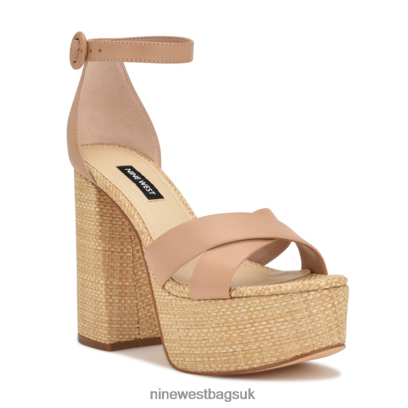 Nine West Willie Platform Sandals RFX40B275 - Nine West UK Sale Barely Nude Raffia