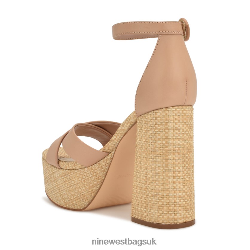 Nine West Willie Platform Sandals RFX40B275 - Nine West UK Sale Barely Nude Raffia