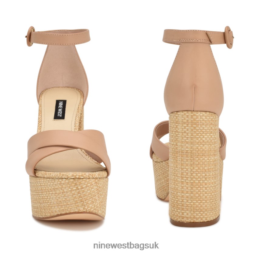 Nine West Willie Platform Sandals RFX40B275 - Nine West UK Sale Barely Nude Raffia