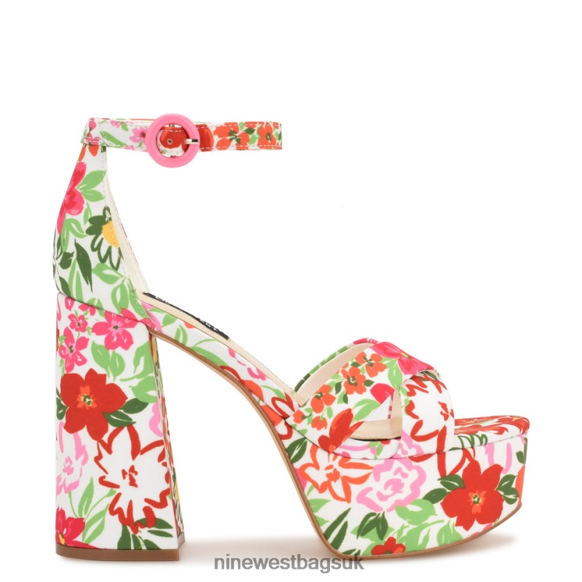 Nine West Willie Platform Sandals RFX40B305 - Nine West UK White Multi Floral