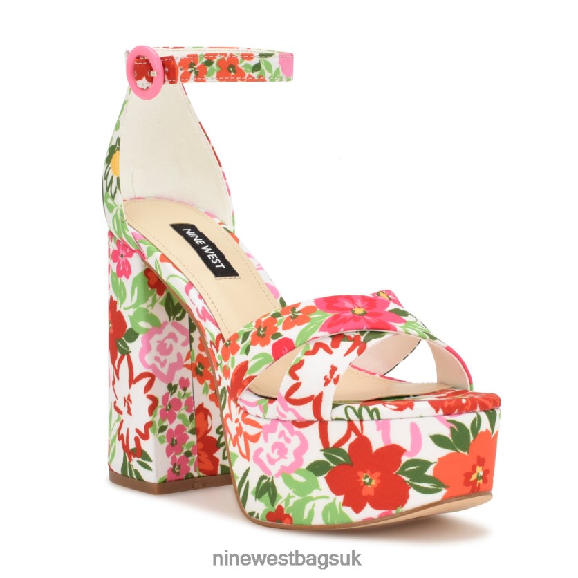 Nine West Willie Platform Sandals RFX40B305 - Nine West UK White Multi Floral