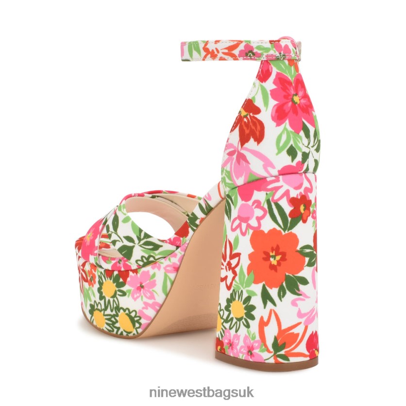 Nine West Willie Platform Sandals RFX40B305 - Nine West UK White Multi Floral