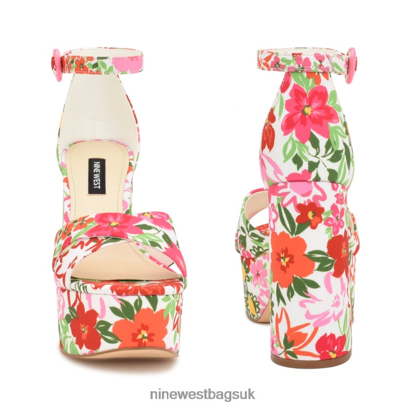 Nine West Willie Platform Sandals RFX40B305 - Nine West UK White Multi Floral