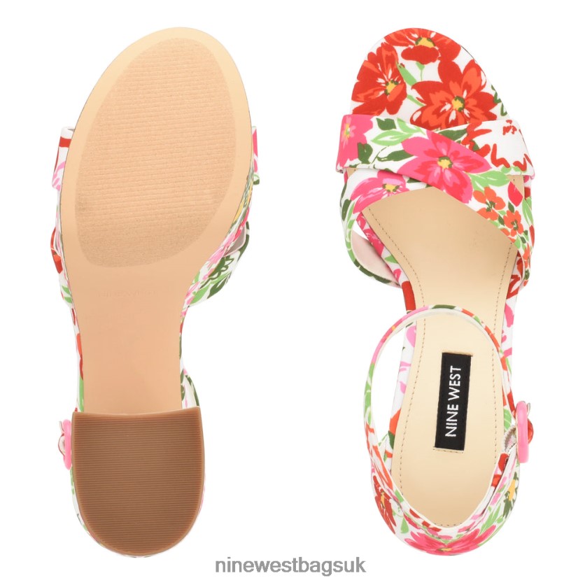 Nine West Willie Platform Sandals RFX40B305 - Nine West UK White Multi Floral