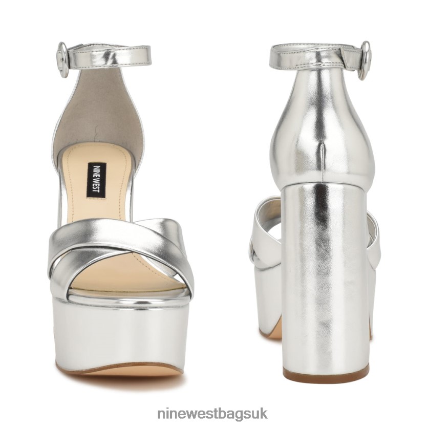 Nine West Willie Platform Sandals RFX40B306 - Nine West Sandals UK Silver Metallic
