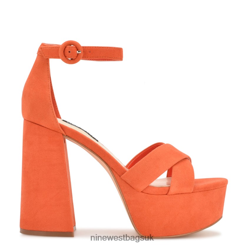 Nine West Willie Platform Sandals RFX40B307 - Nine West UK Sale Orange Suede