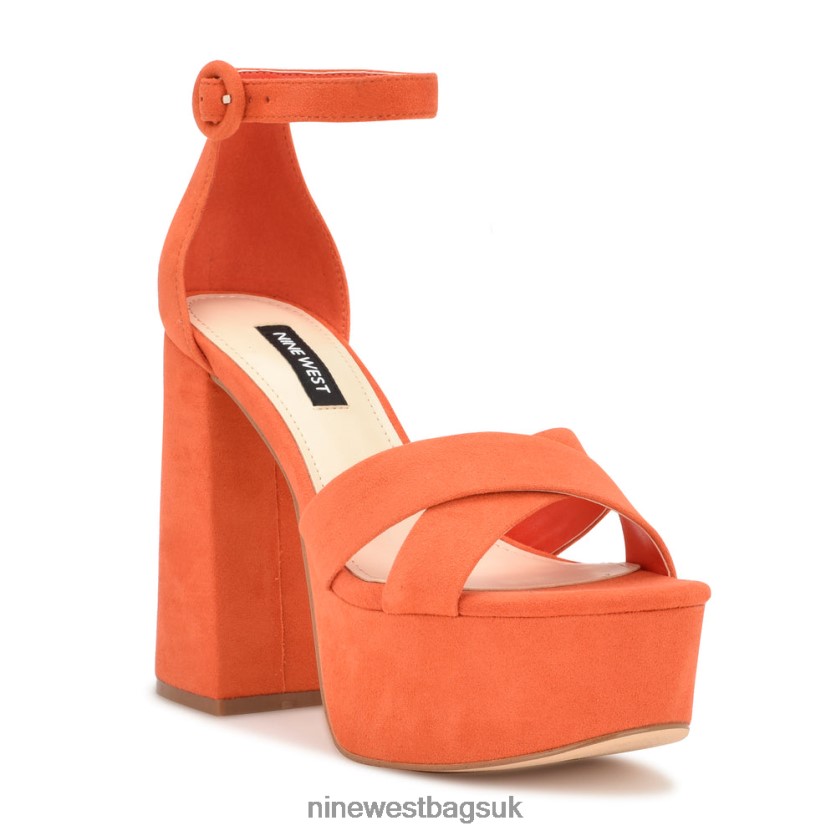 Nine West Willie Platform Sandals RFX40B307 - Nine West UK Sale Orange Suede