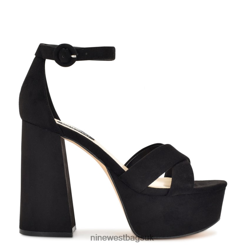 Nine West Willie Platform Sandals RFX40B309 - Nine West UK Black Suede
