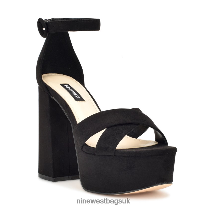Nine West Willie Platform Sandals RFX40B309 - Nine West UK Black Suede