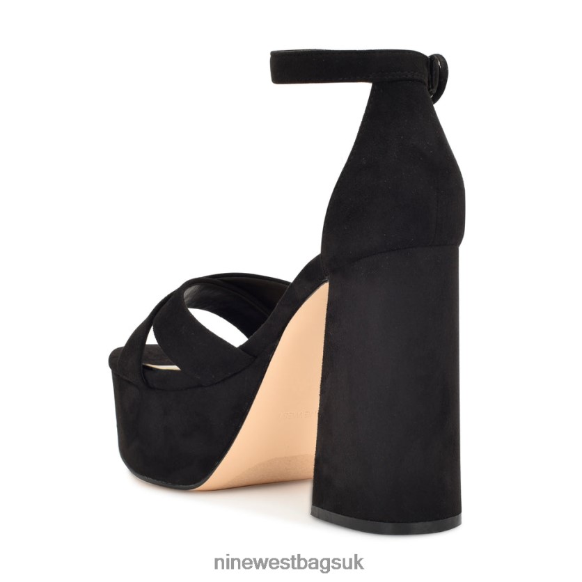 Nine West Willie Platform Sandals RFX40B309 - Nine West UK Black Suede