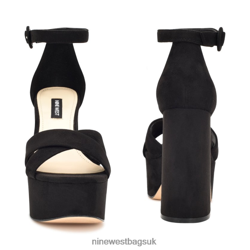 Nine West Willie Platform Sandals RFX40B309 - Nine West UK Black Suede