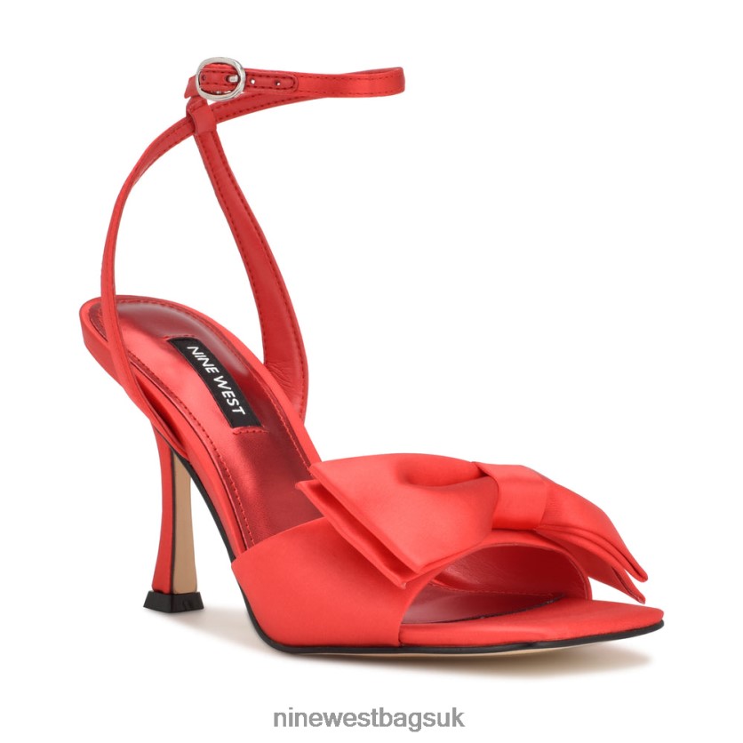 Nine West Yaway Ankle Wrap Heeled Sandals RFX40B268 - Nine West Bags UK Red Satin