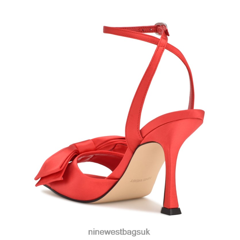 Nine West Yaway Ankle Wrap Heeled Sandals RFX40B268 - Nine West Bags UK Red Satin