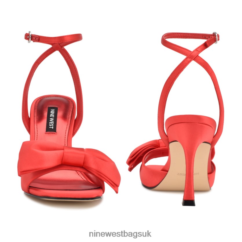 Nine West Yaway Ankle Wrap Heeled Sandals RFX40B268 - Nine West Bags UK Red Satin