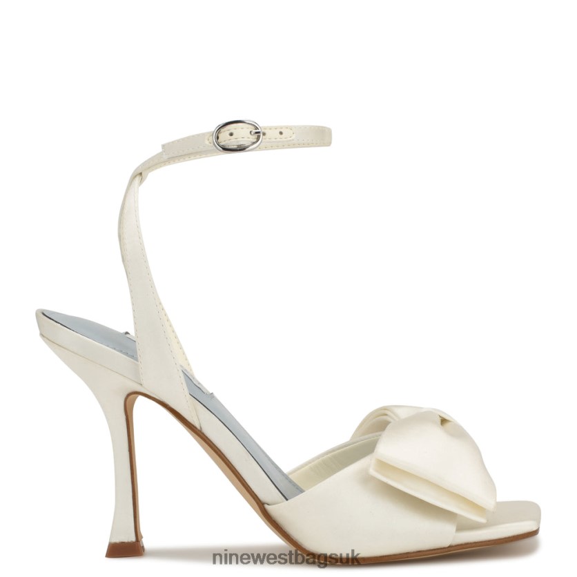 Nine West Yaway Ankle Wrap Heeled Sandals RFX40B270 - Nine West Sandals UK Ivory Satin