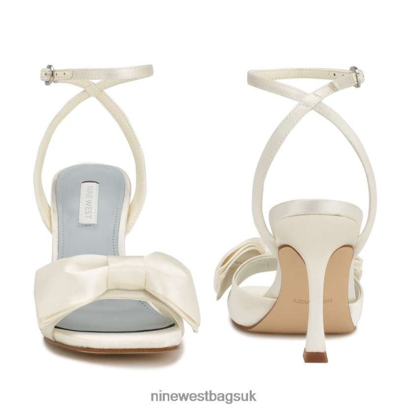 Nine West Yaway Ankle Wrap Heeled Sandals RFX40B270 - Nine West Sandals UK Ivory Satin
