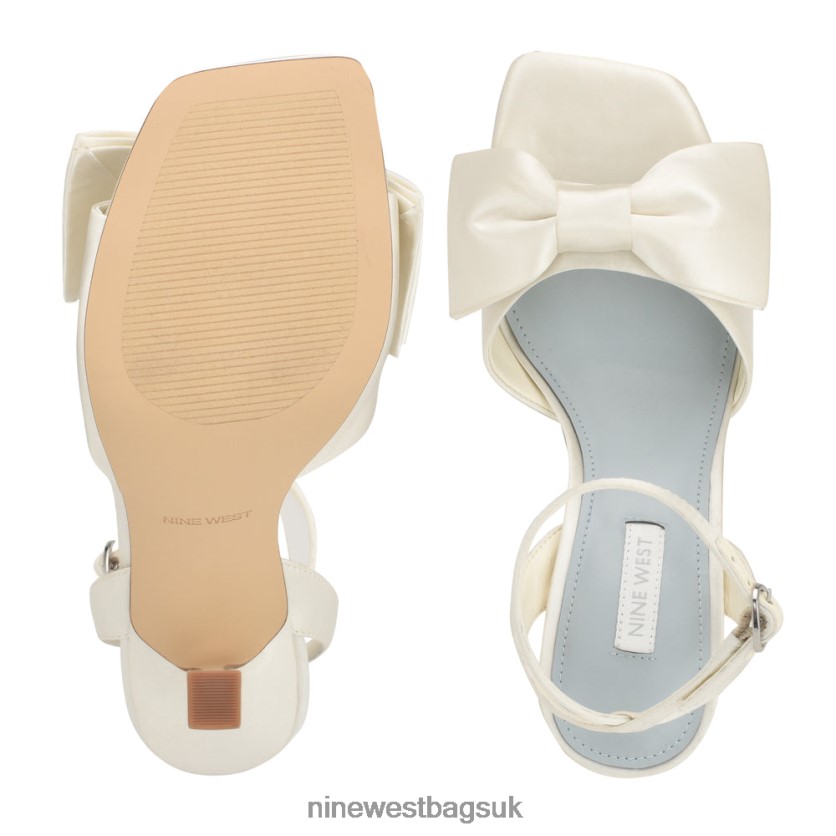 Nine West Yaway Ankle Wrap Heeled Sandals RFX40B270 - Nine West Sandals UK Ivory Satin