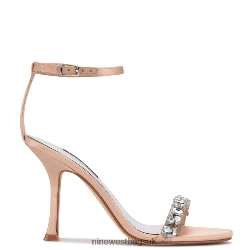 Nine West Yazmin Ankle Strap Dress Sandals RFX40B1799 - Nine West UK Sale Natural Satin Crystal