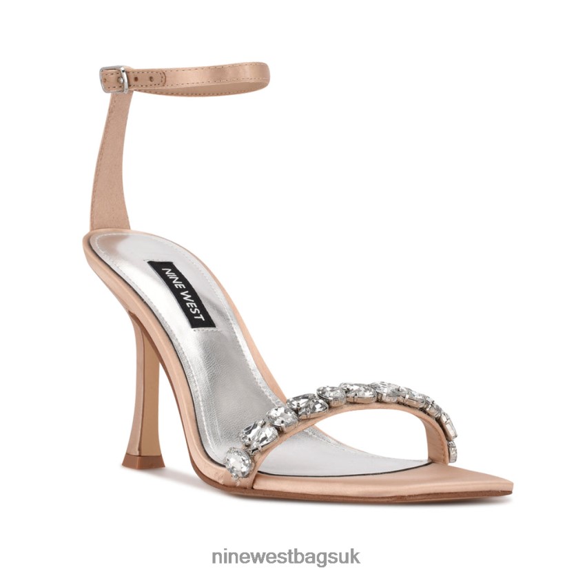 Nine West Yazmin Ankle Strap Dress Sandals RFX40B1799 - Nine West UK Sale Natural Satin Crystal