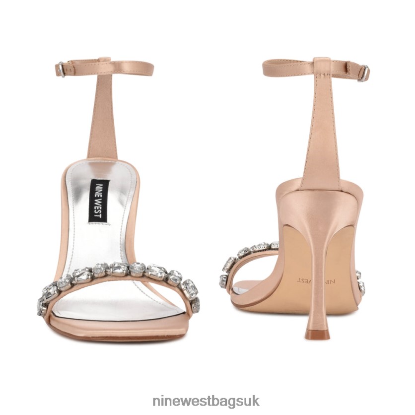 Nine West Yazmin Ankle Strap Dress Sandals RFX40B1799 - Nine West UK Sale Natural Satin Crystal
