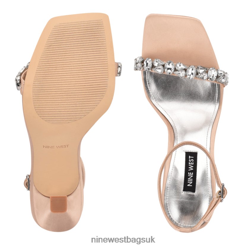 Nine West Yazmin Ankle Strap Dress Sandals RFX40B1799 - Nine West UK Sale Natural Satin Crystal