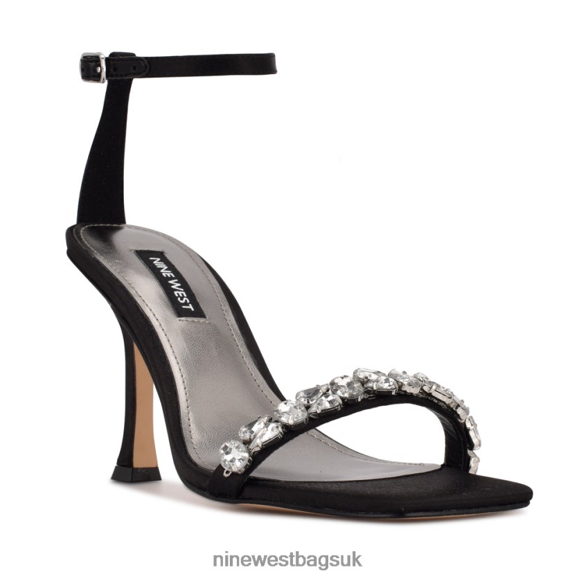 Nine West Yazmin Ankle Strap Dress Sandals RFX40B1800 - Nine West Bags UK Black Satin Crystal
