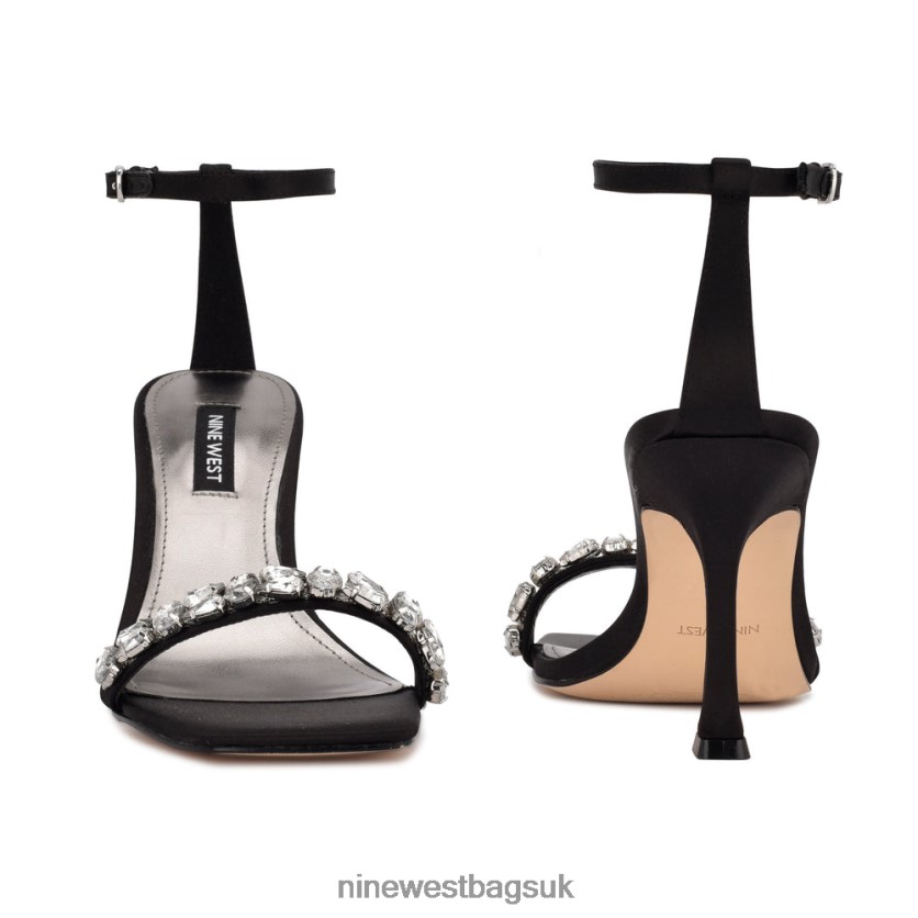 Nine West Yazmin Ankle Strap Dress Sandals RFX40B1800 - Nine West Bags UK Black Satin Crystal