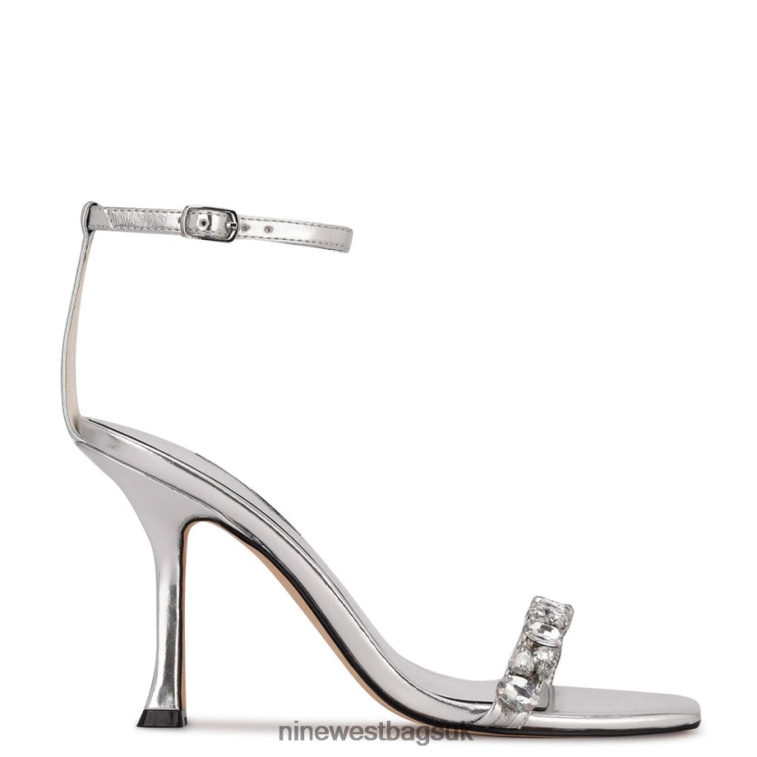 Nine West Yazmin Ankle Strap Dress Sandals RFX40B375 - Nine West UK Sale Silver Metallic